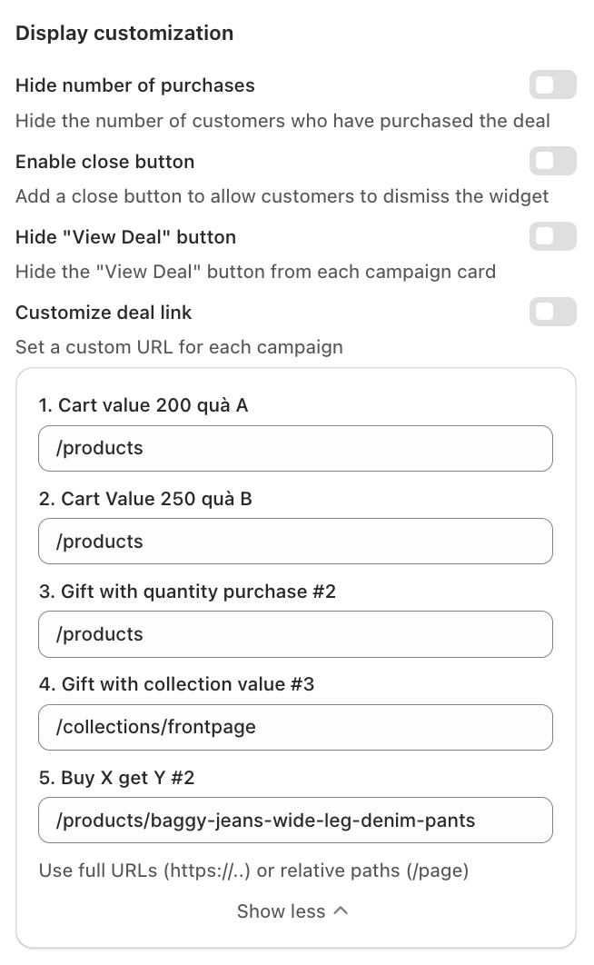 Deal of the Day — Display customization toggles