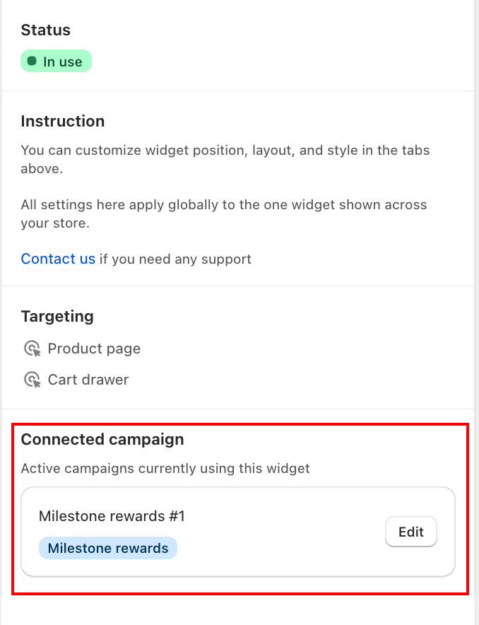 Milestone Bar — Connected campaign panel
